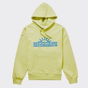 Saturdays Nyc Men's Warren Sun Relaxed Fit Hoodie Yellow Graphic Hoodie Sz L